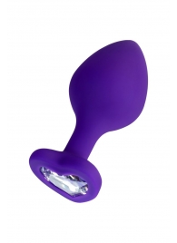 Фиолетовая анальная втулка Diamond Heart с прозрачным кристаллом - 8 см. - ToyFa - купить с доставкой в Твери