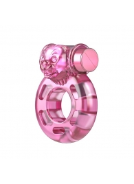 Розовое эрекционное кольцо с вибрацией Pink Bear - Baile - в Твери купить с доставкой