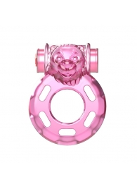 Розовое эрекционное кольцо с вибрацией Pink Bear - Baile - в Твери купить с доставкой