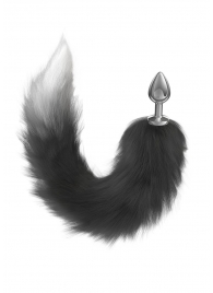 Серебристая анальная пробка с черным хвостом Galaxy - Lola Games - купить с доставкой в Твери