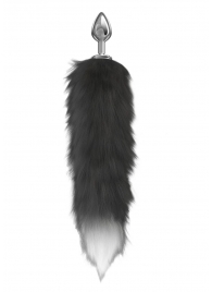 Серебристая анальная пробка с черным хвостом Starlit - Lola Games - купить с доставкой в Твери