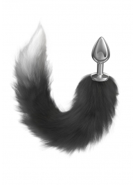 Серебристая анальная пробка с черным хвостом Starlit - Lola Games - купить с доставкой в Твери