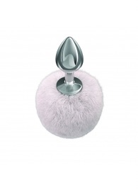 Серебристая анальная пробка с белым пушистым хвостиком Twinkle - Lola Games - купить с доставкой в Твери