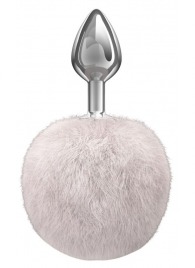 Серебристая анальная пробка с белым пушистым хвостиком Twinkle - Lola Games - купить с доставкой в Твери