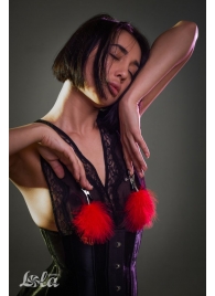 Зажимы на соски с красным пухом Euphoric - Lola Games - купить с доставкой в Твери