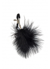 Зажимы на соски с черным пухом Euphoric - Lola Games - купить с доставкой в Твери