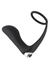 Черное эрекционное кольцо с анальной вибропробкой Vibrating Ring   Plug - Orion - в Твери купить с доставкой
