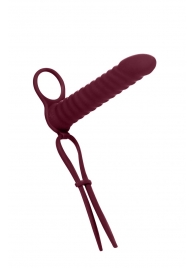 Бордовая вибронасадка для двойного проникновения Rori - 17 см. - Lola Games - купить с доставкой в Твери