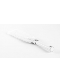 Белая двустороння шлепалка из натуральной кожи и меха - 35 см. - БДСМ Арсенал - купить с доставкой в Твери