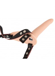 Телесный поясной страпон с вибрацией Vibrating Strap-On - 15,7 см. - Orion - купить с доставкой в Твери