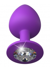 Фиолетовая анальная пробка со стразом Her Little Gem Large Plug - 9,5 см. - Pipedream - купить с доставкой в Твери