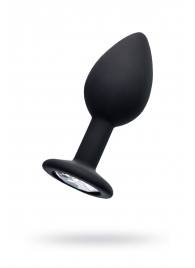 Черная анальная втулка с прозрачным стразом - 7,2 см. - POPO Pleasure - купить с доставкой в Твери