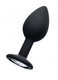 Черная анальная втулка с прозрачным стразом - 7,2 см. - POPO Pleasure - купить с доставкой в Твери