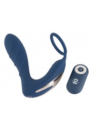 Синий вибростимулятор простаты с кольцом - 14,5 см. - Orion - в Твери купить с доставкой