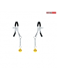 Оригинальные зажимы на соски с желтыми шариками - Notabu - купить с доставкой в Твери