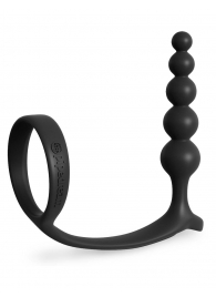 Черная анальная цепочка с эрекционным кольцом Ass-gasm Cockring Anal Beads - Pipedream - в Твери купить с доставкой