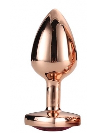 Золотистая анальная втулка с кристаллом-сердечком розового цвета - 7,1 см. - Dream Toys - купить с доставкой в Твери