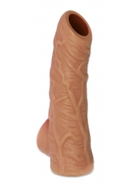 Телесная открытая насадка-реалистик с подхватом мошонки Nude Sleeve L - 14 см. - KOKOS - в Твери купить с доставкой