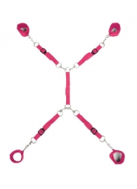 Ярко-розовый набор фиксаций на кровати Classic Bed Spreader - Lux Fetish - купить с доставкой в Твери