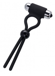 Черное эрекционное лассо Ect с виброэлементом - A-toys - в Твери купить с доставкой