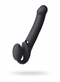 Черный безремневой вибрострапон Vibrating Bendable Strap-On L - Strap-on-me - купить с доставкой в Твери