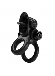Черное эрекционное кольцо с подхватом мошонки и стимулятором клитора Passionate Ring - Baile - в Твери купить с доставкой