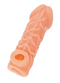 Телесная закрытая насадка с венками Cock Sleeve Size S - 13,8 см. - KOKOS - в Твери купить с доставкой