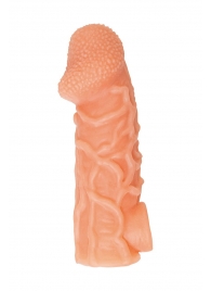 Телесная закрытая насадка с венками Cock Sleeve Size L - 17,6 см. - KOKOS - в Твери купить с доставкой