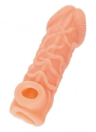 Телесная закрытая насадка с венками Cock Sleeve Size L - 17,6 см. - KOKOS - в Твери купить с доставкой