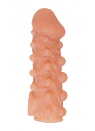 Телесная закрытая насадка с шариками Cock Sleeve Size M - 15,6 см. - KOKOS - в Твери купить с доставкой