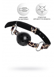 Черный кляп-шар на леопардовых ремешках Anonymo - ToyFa - купить с доставкой в Твери