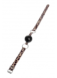 Черный кляп-шар на леопардовых ремешках Anonymo - ToyFa - купить с доставкой в Твери