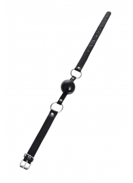 Черный кляп-шар на кожаных ремешках Anonymo - ToyFa - купить с доставкой в Твери