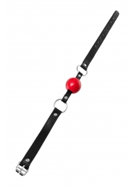 Красный кляп-шар на черных ремешках Anonymo - ToyFa - купить с доставкой в Твери