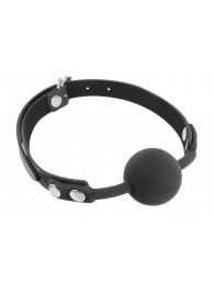 Черный силиконовый кляп-шарик на ремешках - Fetish Tentation - купить с доставкой в Твери