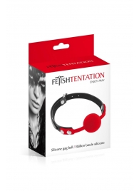 Красный кляп-шарик на черных ремешках - Fetish Tentation - купить с доставкой в Твери