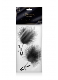 Зажимы на соски с черными пуховыми кисточками Sweet Caress Feather Nipple Clumps - Sweet Caress - купить с доставкой в Твери