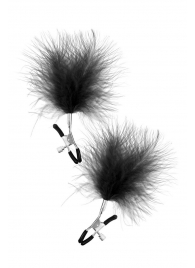 Зажимы на соски с черными пуховыми кисточками Sweet Caress Feather Nipple Clumps - Sweet Caress - купить с доставкой в Твери