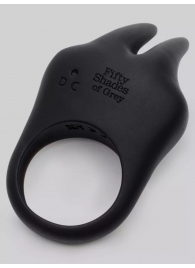 Черное эрекционное виброкольцо Sensation Rechargeable Vibrating Rabbit Love Ring - Fifty Shades of Grey - в Твери купить с доставкой