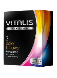 Цветные ароматизированные презервативы VITALIS PREMIUM color   flavor - 3 шт. - Vitalis - купить с доставкой в Твери