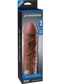 Коричневая насадка Mega 2  Extension - 20,3 см. - Pipedream - в Твери купить с доставкой