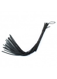 Аккуратная чёрная плетка  из натуральной кожи - БДСМ Арсенал - купить с доставкой в Твери