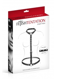 Черная упряжь на тело с шипами на ошейнике - Fetish Tentation - купить с доставкой в Твери