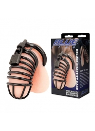 Черная металлическая клетка с замком Deluxe Chastity Cage - BlueLine - купить с доставкой в Твери
