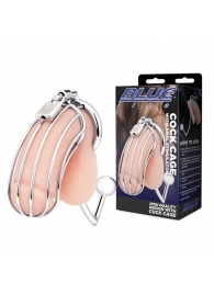 Серебристая металлическая клетка с анальным стимулятором Cock Cage - BlueLine - купить с доставкой в Твери