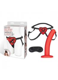 Красный поясной фаллоимитатор Red Heart Strap on Harness   5in Dildo Set - 12,25 см. - Lux Fetish - купить с доставкой в Твери