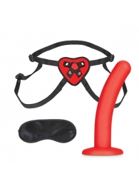 Красный поясной фаллоимитатор Red Heart Strap on Harness   5in Dildo Set - 12,25 см. - Lux Fetish - купить с доставкой в Твери