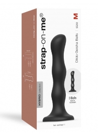 Черная насадка Strap-On-Me Dildo Geisha Balls size M - Strap-on-me - купить с доставкой в Твери