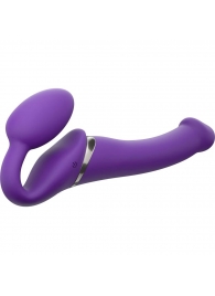 Фиолетовый безремневой вибрострапон Silicone Bendable Strap-On - size M - Strap-on-me - купить с доставкой в Твери