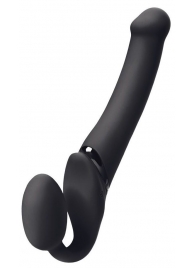 Черный безремневой вибрострапон Silicone Bendable Strap-On - size XL - Strap-on-me - купить с доставкой в Твери